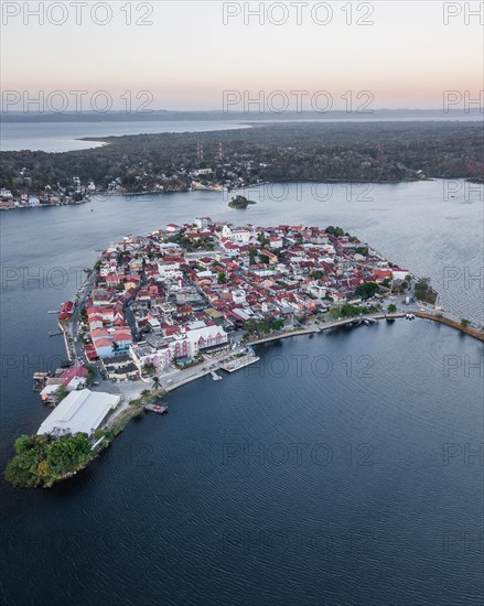 Aerial view of Flores at sunset