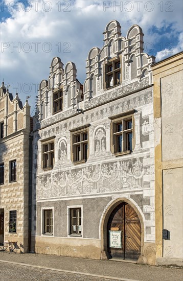 House with sgraffito covered facade in Slavonice