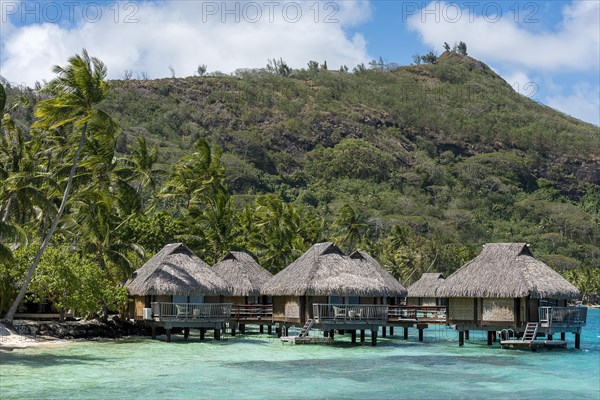 Overwater bungalows in the lagoon