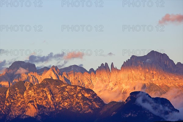 Mountain massif rose garden in the evening light