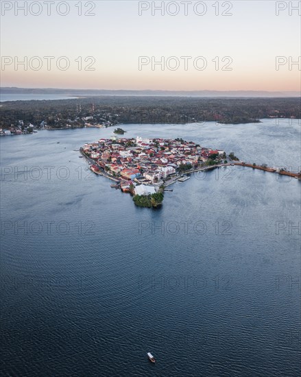 Aerial view of Flores at sunset
