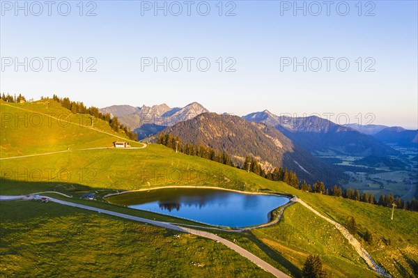 Storage lake Walleralm at Sudelfeld in the morning light