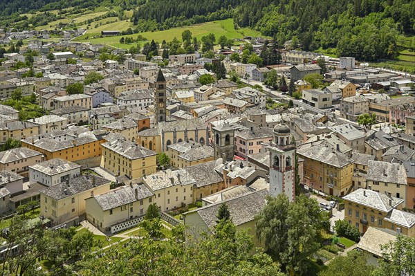 Village view with collegiate church St. Viktor and reformed church