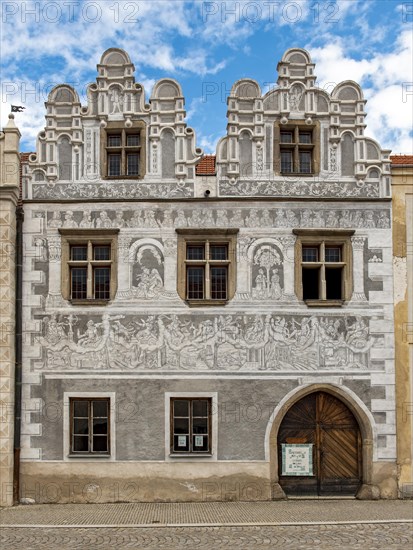 House with sgraffito covered facade in Slavonice