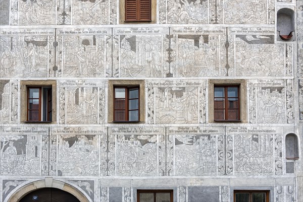 House with sgraffito covered facade in Slavonice