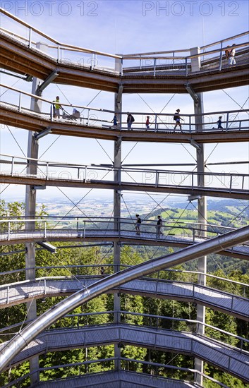 Observation tower at the tree top path Salzkammergut am Gruenberg