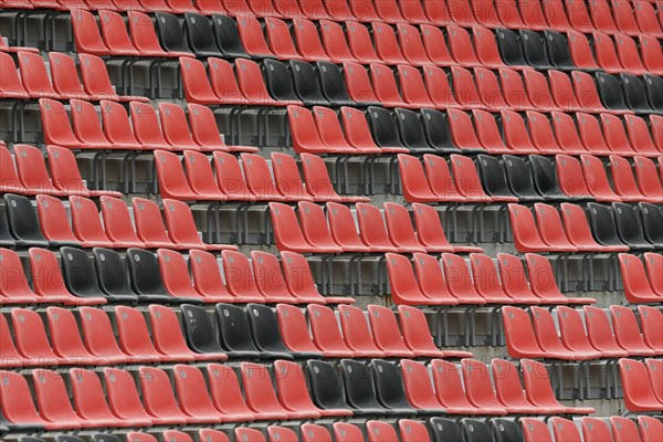 Black and red seat shells in the BayArena