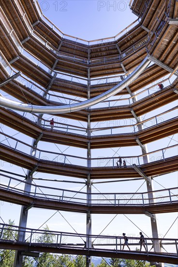 Observation tower at the tree top path Salzkammergut am Gruenberg