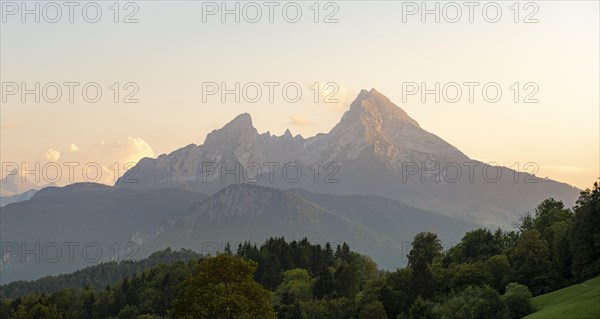 View of the Watzmann from the high valley at sunset