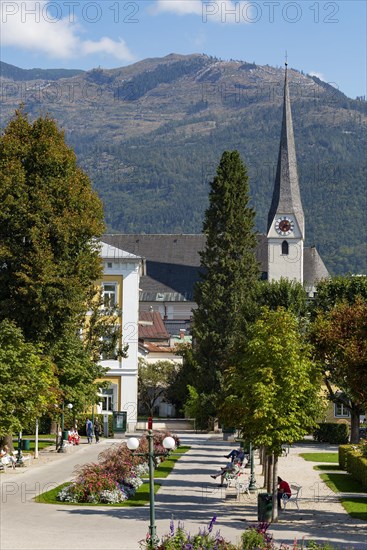 Spa gardens with the parish church of St