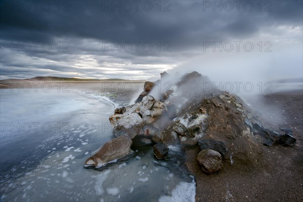 Steaming mud volcano