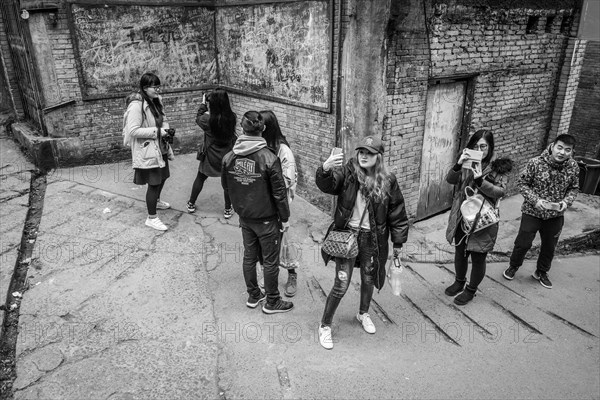 Street scene in an old town quarter of Chongqing