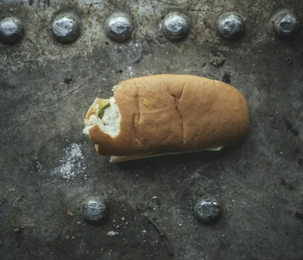 Cheese rolls from food distribution for refugees in the camp Idomeni