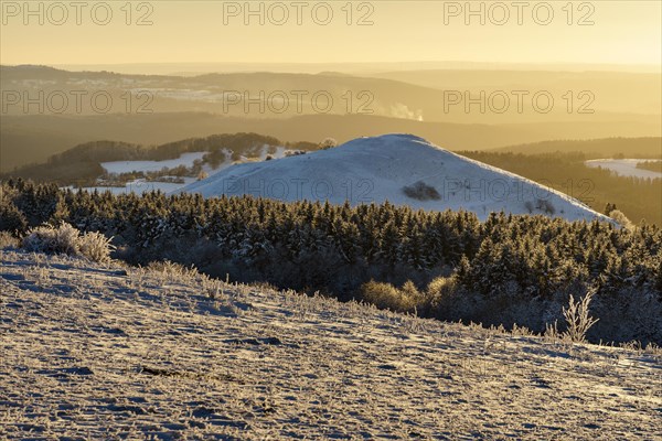 Panoramic view from Wasserkuppe in west direction in winter