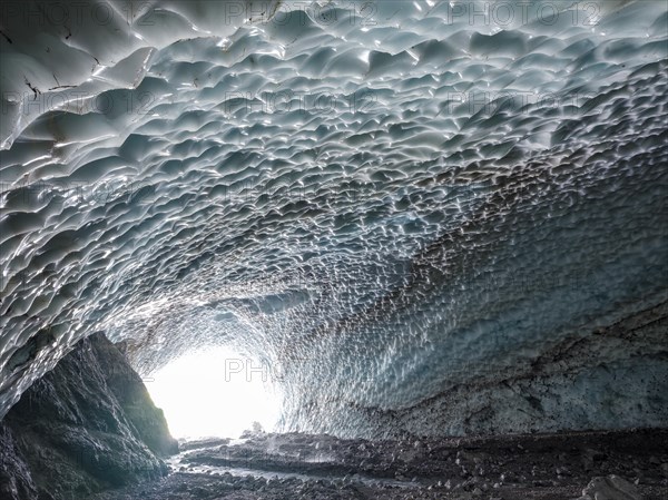 Ice chapel with meltwater stream