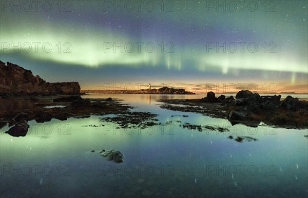 Northern lights over the sea