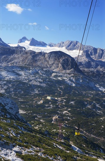 Panoramic view to the mountain station Gjaid and to the Hohen Dachstein