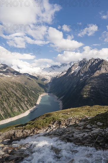 View from the Berliner Hoehenweg to the Schlegeis reservoir