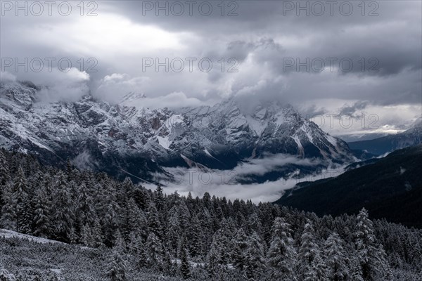 Winter landscape in the mountains of the Dolomites