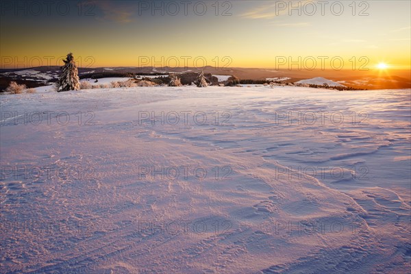 Panoramic view from Wasserkuppe in south direction in winter