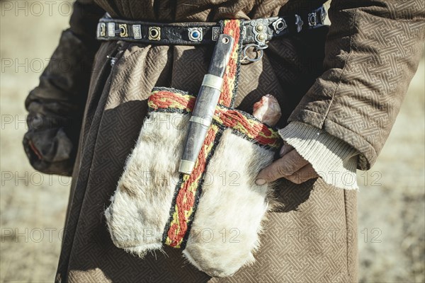 Hunting utensils by eagle hunter Bashakhan Spai