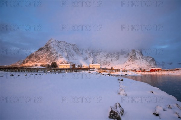 Winter atmosphere early in the morning in the fishing village