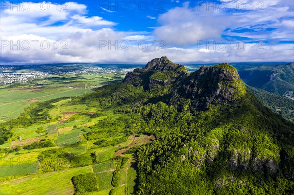 Aerial view of Mont du Rempart with Trois Mamelles