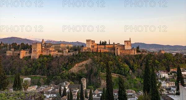 Alhambra on the Sabikah hill at sunset