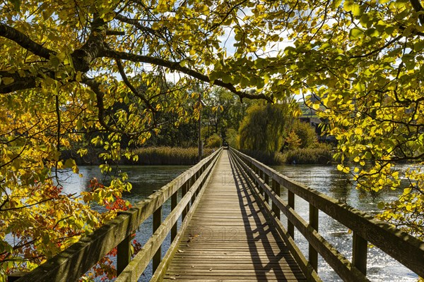 Wooden bridge from Werd Island across Rhein to Eschenz