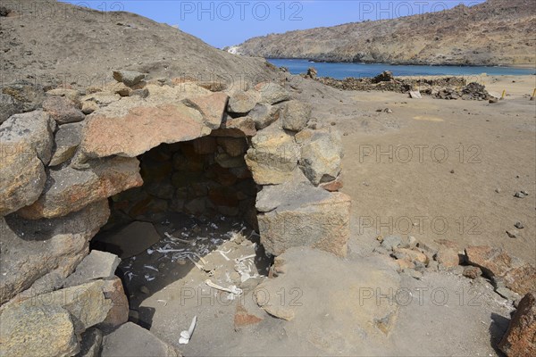 Human bones in the Inca ruins of Quebrada de la Huaca