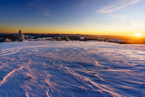 Panoramic view from Wasserkuppe in south direction in winter