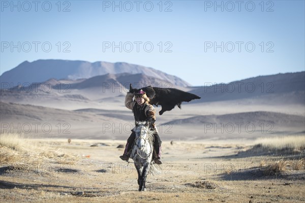 Spai Bashakhan's son during training for the Mongolian equestrian game Buzkaschi