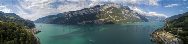 View of Lake Walen with Churfirsten and Muehlehorn