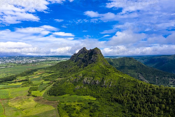 Aerial view of Mont du Rempart with Trois Mamelles