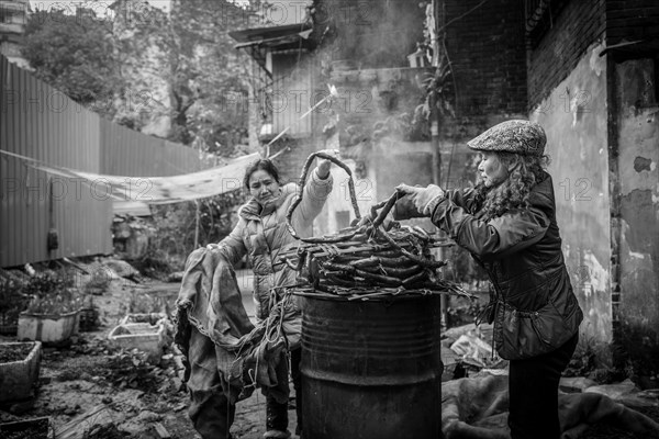 Street scene in an old town quarter of Chongqing