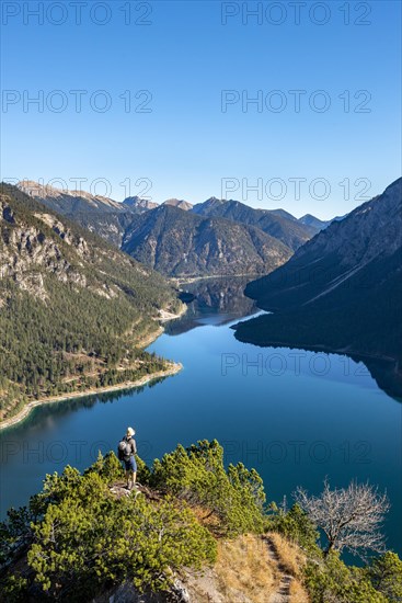 Hiker looks into the distance