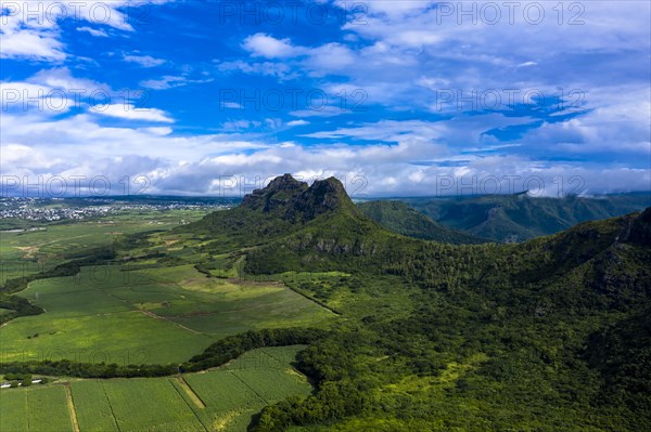 Aerial view of Mont du Rempart with Trois Mamelles