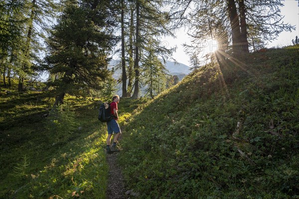 Hiker on Funtenseetauern hiking trail