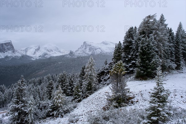 Winter landscape in the mountains of the Dolomites