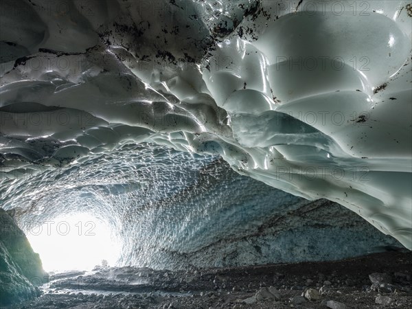 Ice chapel with meltwater stream