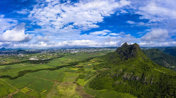 Aerial view of Mont du Rempart with Trois Mamelles