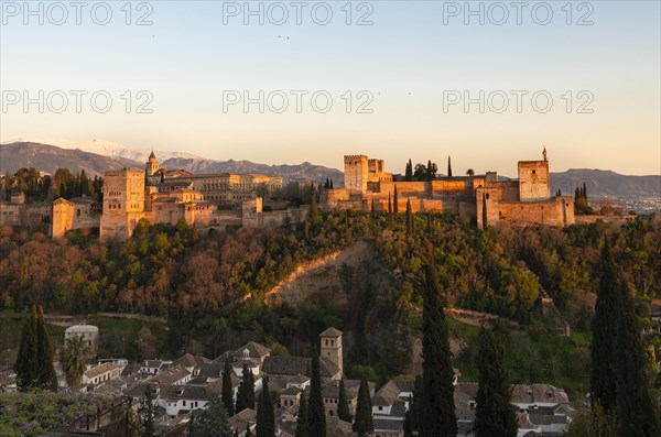 Alhambra on the Sabikah hill at sunset