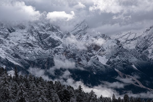 Winter landscape in the mountains of the Dolomites