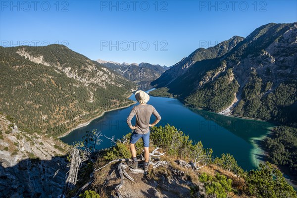 Hiker looks into the distance