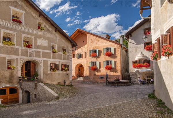 Village street with typical houses