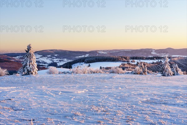 Panoramic view from Wasserkuppe in south direction in winter