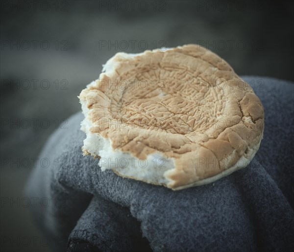 Bread from food distribution for refugees in camp Idomeni