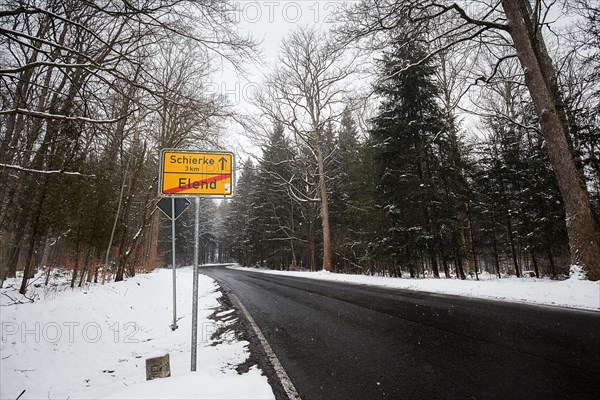 Place name sign at the end of Elend direction Schierke