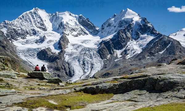 Viewpoint on Fuorcla Surlej with Piz Bernina and Piz Roseg