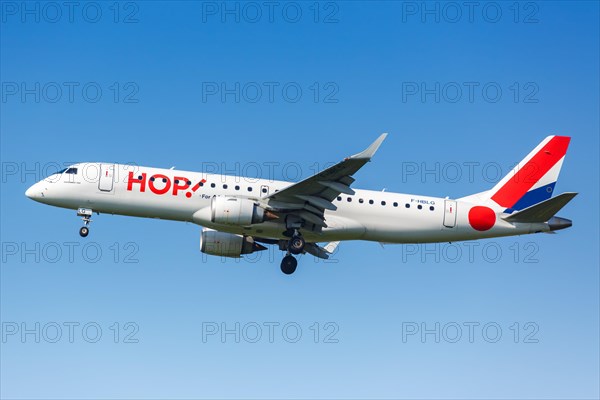 An Embraer 190 the Hop! Air France with the registration number F-HBLG at EuroAirport Basel Mulhouse